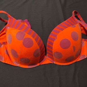 Cacique Orange and Purple Polka Dot Bra 44c